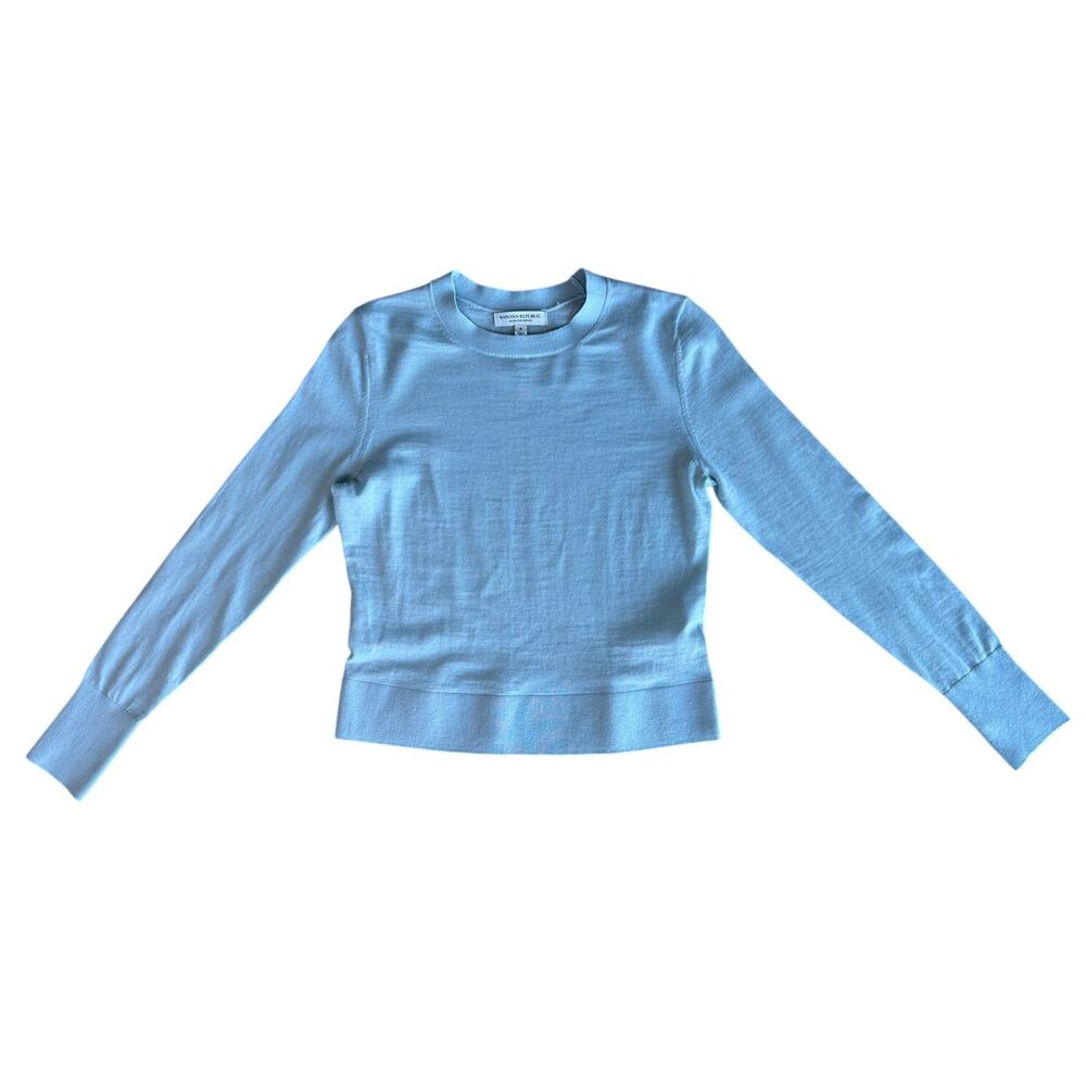 Banana Republic Small Light Blue 100% Extra Fine Merino Wool Crew Neck Sweater